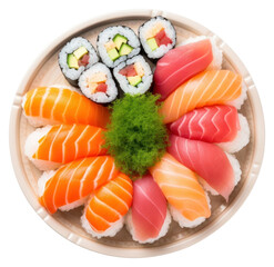 Sticker - PNG Sushi on plate produce seafood grain.