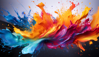 Poster -  Background with Splashes- An abstract background featuring dynamic splashes of color, a_1(89)