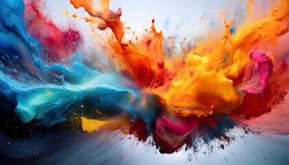 Poster -  Background with Splashes- An abstract background featuring dynamic splashes of color, addin_1(86)