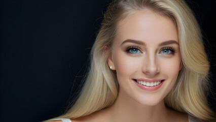 Wall Mural - Portrait of a beautiful young woman with blond hair and blue eyes