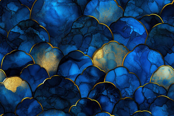 Aufkleber - A blue and gold design with a lot of detail. The blue and gold colors create a sense of luxury and elegance. The design is intricate and has a lot of texture, which adds to its visual appeal