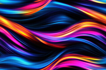 Aufkleber - A colorful, abstract painting of a wave with a blue and pink stripe. The painting is full of vibrant colors and has a sense of movement and energy