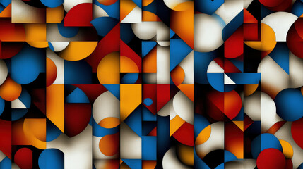 Aufkleber - A colorful abstract painting with a lot of different shapes and colors. The painting is full of energy and movement, with the colors blending together in a dynamic way