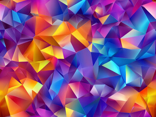 Aufkleber - A colorful abstract pattern of triangles and squares. The colors are bright and vibrant, creating a sense of energy and excitement. The pattern is made up of various shapes and sizes