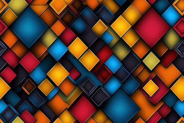 Aufkleber - A colorful pattern of squares and rectangles. The squares are in various colors and sizes. The image has a vibrant and lively feel to it