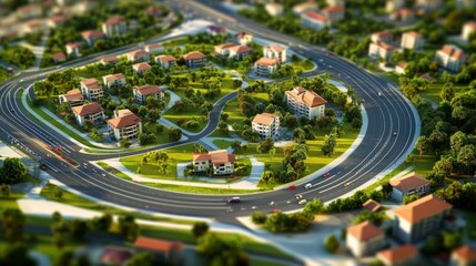 Poster - Urban development project with new buildings and roads