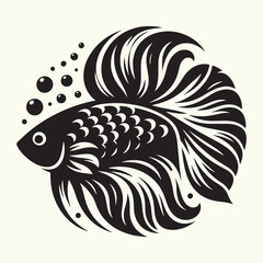 Canvas Print - Fish art Vector Illustration Black silhouette