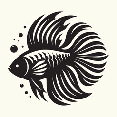 Wall Mural - Fish art Vector Illustration Black silhouette