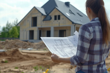 Woman Reviewing House Plans