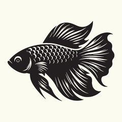 Wall Mural - Fish art Vector Illustration Black silhouette