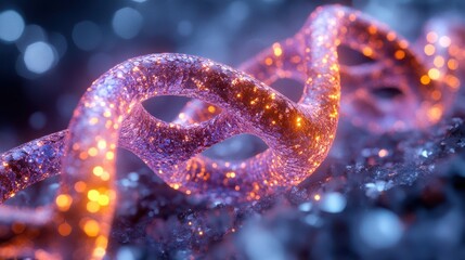 Poster - A DNA double helix made of light glowing with life force