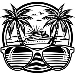 Wall Mural - pair of sunglasses with a cruise vector art illustration