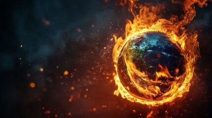Aufkleber - Earth on fire symbolizing climate disaster