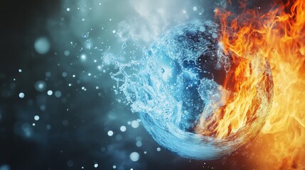 Leinwandbilder - Earth with fire, water, air, and earth elements