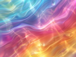 Poster - Colorful abstract background with flowing waves in vibrant shades of blue, pink, and orange, creating a dreamy and serene ambiance.