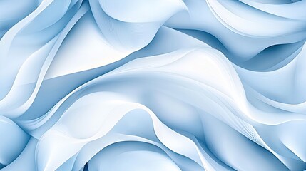 Poster - The design features graceful waves of white and blue with a textured appearance, creating a calming and elegant abstract landscape that enhances any modern aesthetic
