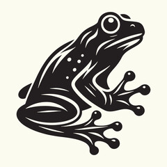 Sticker - Frog line art Vector Illustration Black silhouette