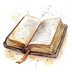 Watercolor Bible. Holy Bible Illustration on White Background for Religious Items and Celebrations