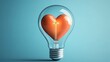 © Aya Micro - A creative concept featuring a heart inside a glowing light bulb, symbolizing love and inspiration.
