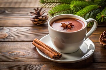 Hot chocolate with whipped cream and golden edible glitter in a transparent cup. Blurred background.