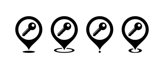 Poster - Point of interest set icons. Key icons. Silhouette style. Vector icons.
