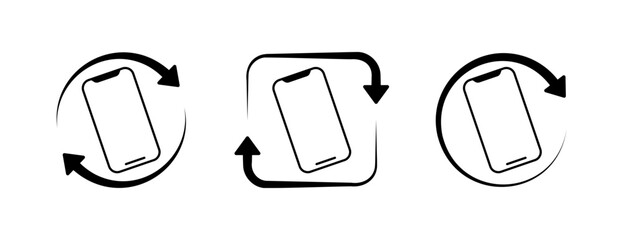 Poster - Rotate phone set icons. Linear style. Vector icons.