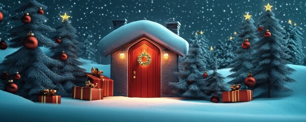 Poster - Animated 3D Christmas countdown calendar with opening doors