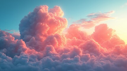 Wall Mural - soft pink clouds at sunset over a serene sky