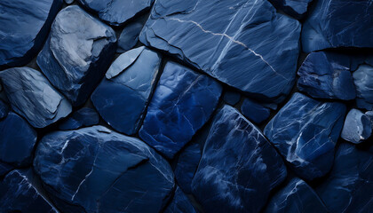 Aufkleber -  Dark Navy Blue Stone Texture- A top-view image of a dark navy blue stone texture, providing_1(208)