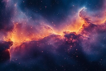 Wall Mural - vibrant cosmic nebula illuminated by distant stars in a dark universe