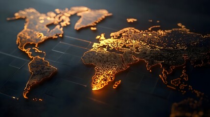 Poster - 3D World Map Showcasing Economic Dominance Shift From US to China