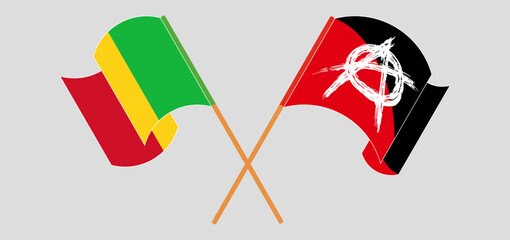 Wall Mural - Crossed and waving flags of Mali and Anarchy