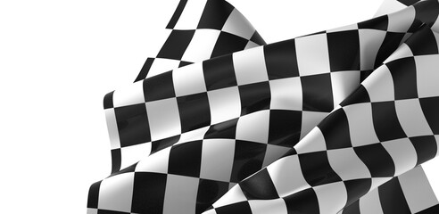 Poster - The checkered flag waves in the air signaling the end of the race