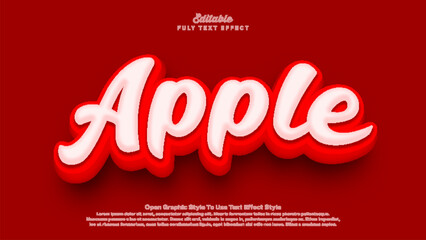 Wall Mural - Red apple text effect, 3d editable text red apple theme.