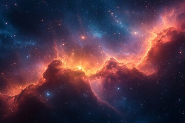 Wall Mural - nebula glows brightly in the depths of space, showcasing vibrant colors and cosmic clouds