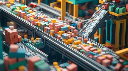 Poster - Chinese Goods Overflow on Automated Factory Conveyor Belt