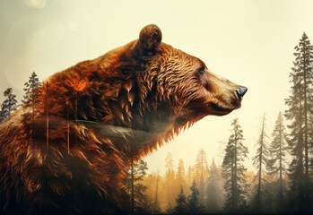 brown bear in the sun generated by ai technology