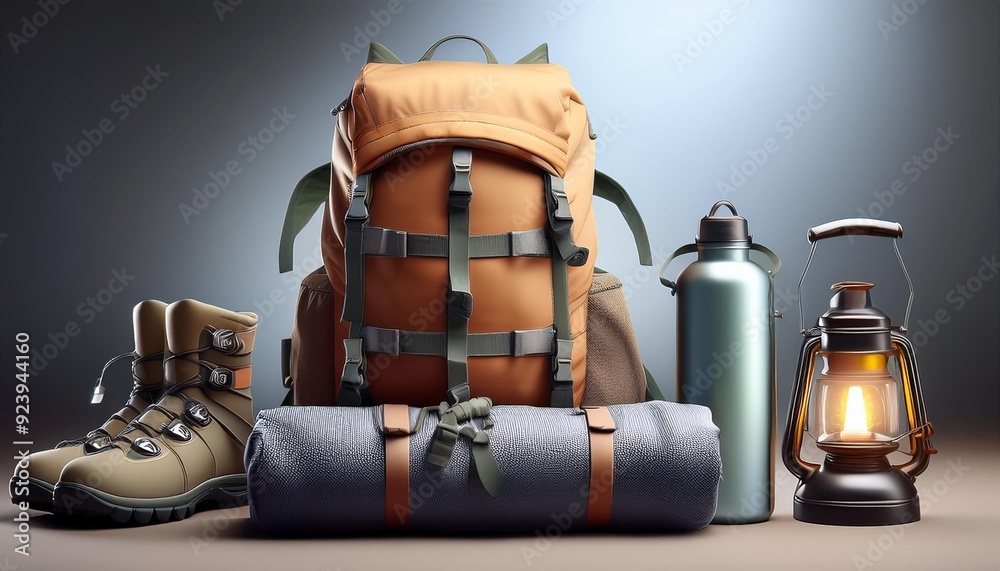 Backpacking Gear Visual Backpack and Gear - an icon that shows a backpack surrounded by ...