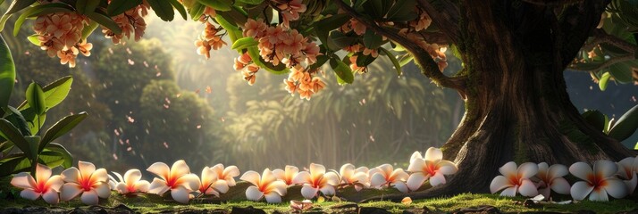 Sticker - Frangipani Bloom, Plumeria, and Cemetery Tree