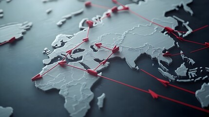Poster - Global Trade Network Centered on China Visualized on 3D World Map