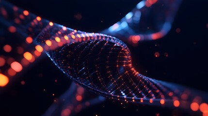 Poster - Glowing DNA Helix in Mesmerizing 3D Twist Against Dark Background