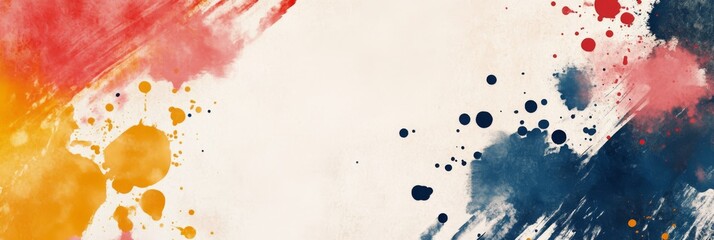 Poster - This vibrant abstract watercolor background features splashes of red, orange, blue, and yellow, perfect for creative projects that demand striking visuals to captivate diverse audiences