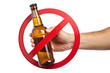 © Maestro - PNG arm holding beer in no drinking sign, cut out