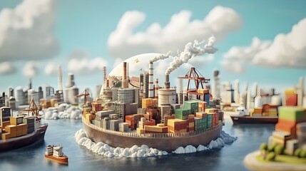 Poster - Interconnected Global Trade Network Flowing to Chinese Manufacturing Center