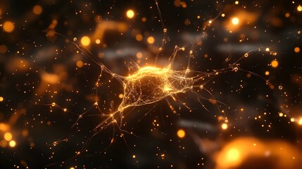 Aufkleber - Intricate 3D Visualization of Neuronal Network with Electrical Impulses