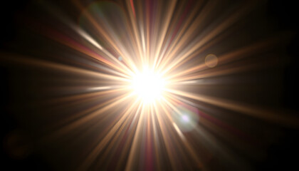 Easy to add lens flare effects for overlay designs or screen blending mode to make high-quality images. Abstract sun burst, digital flare, iridescent glare over black background isolated with white 