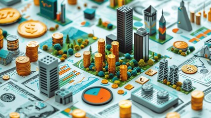 Wall Mural - Financial background featuring capital investment, equity management, and profit strategies, perfect for showcasing entrepreneurial ventures and investment opportunities. high resolution