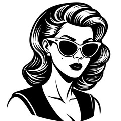 Wall Mural - vintage retro hollywood actress wearing sunglasses vector illustration