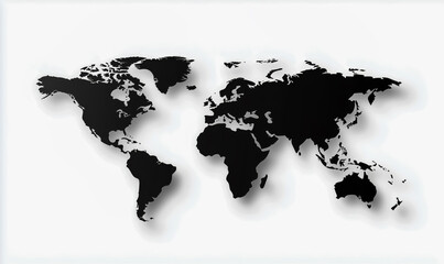 Aufkleber - A black and white world map with the continents of Africa, Asia, Europe, North America, South America, and Australia