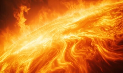 Poster - a close up of a fiery orange planet with a bright sun in the background. concept of awe and wonder a